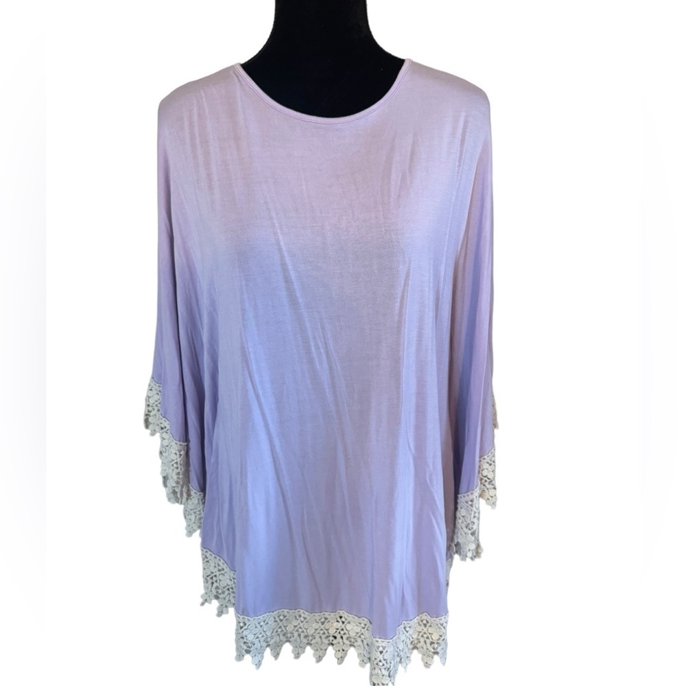 42 Pops one size beach lilac poncho with crochet trim